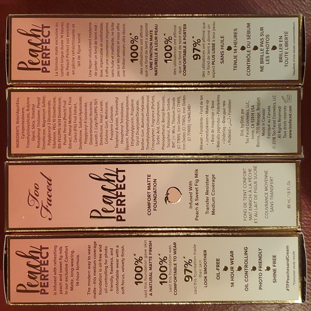 🥳HPx7🥳 NWT Too Faced: Peach Perfect Comfort Matte Foundation, sable